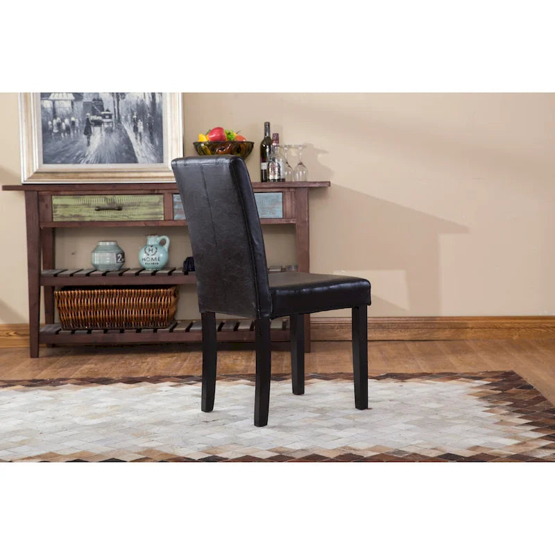 Leatherette Parson Dining Chairs with Wood Legs and Curved Back, Set of 2