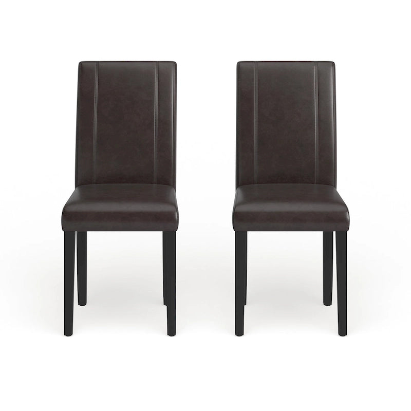 Leatherette Parson Dining Chairs with Wood Legs and Curved Back, Set of 2