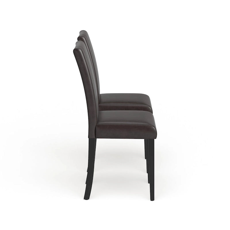 Leatherette Parson Dining Chairs with Wood Legs and Curved Back, Set of 2