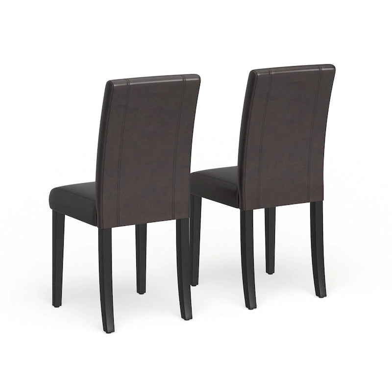 Leatherette Parson Dining Chairs with Wood Legs and Curved Back, Set of 2