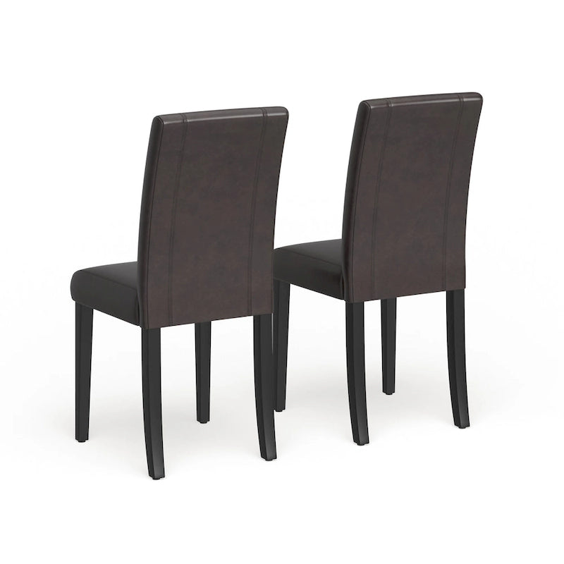 Leatherette Parson Dining Chairs with Wood Legs and Curved Back, Set of 2
