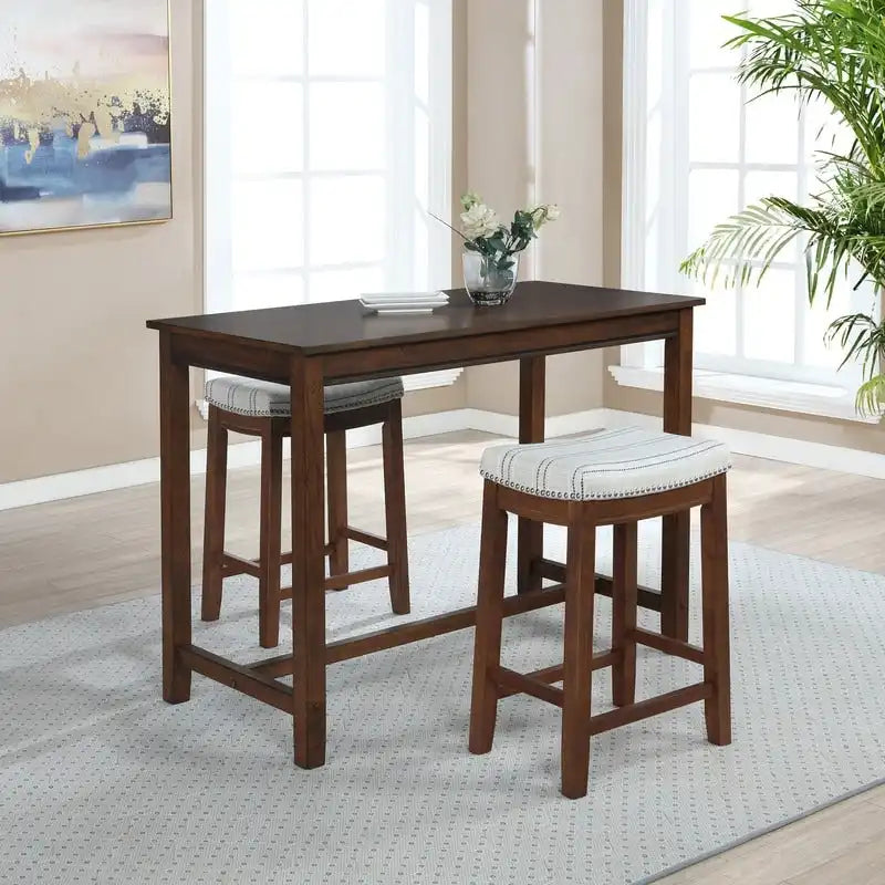 36-Inch Counter Height Pub Table with Solid Rubberwood Base, Seats 4