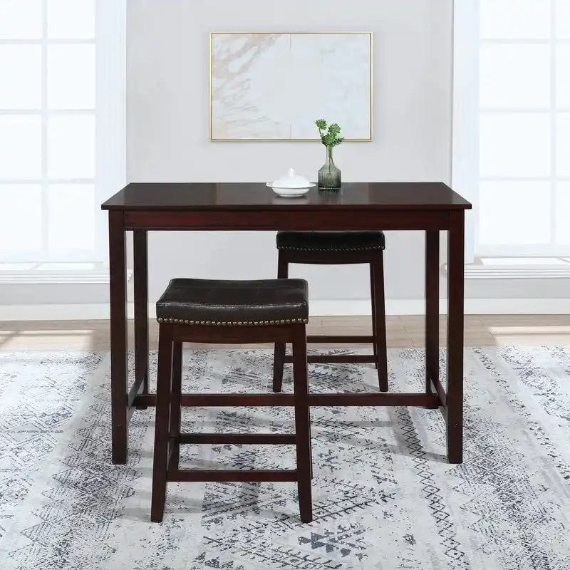 36-Inch Counter Height Pub Table with Solid Rubberwood Base, Seats 4