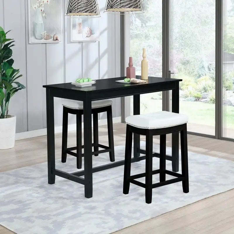 36-Inch Counter Height Pub Table with Solid Rubberwood Base, Seats 4