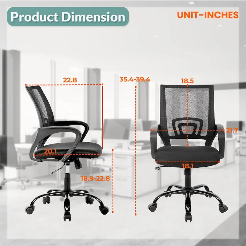 Ergonomic Mesh Back Swivel Office Chair with Adjustable Height and Rocking Function