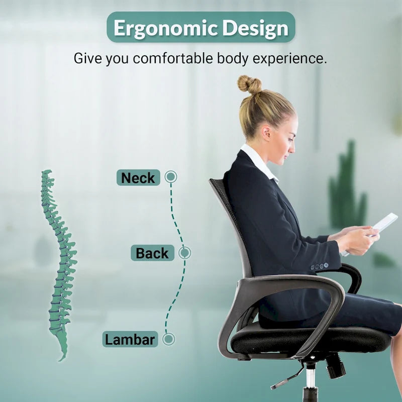 Ergonomic Mesh Back Swivel Office Chair with Adjustable Height and Rocking Function