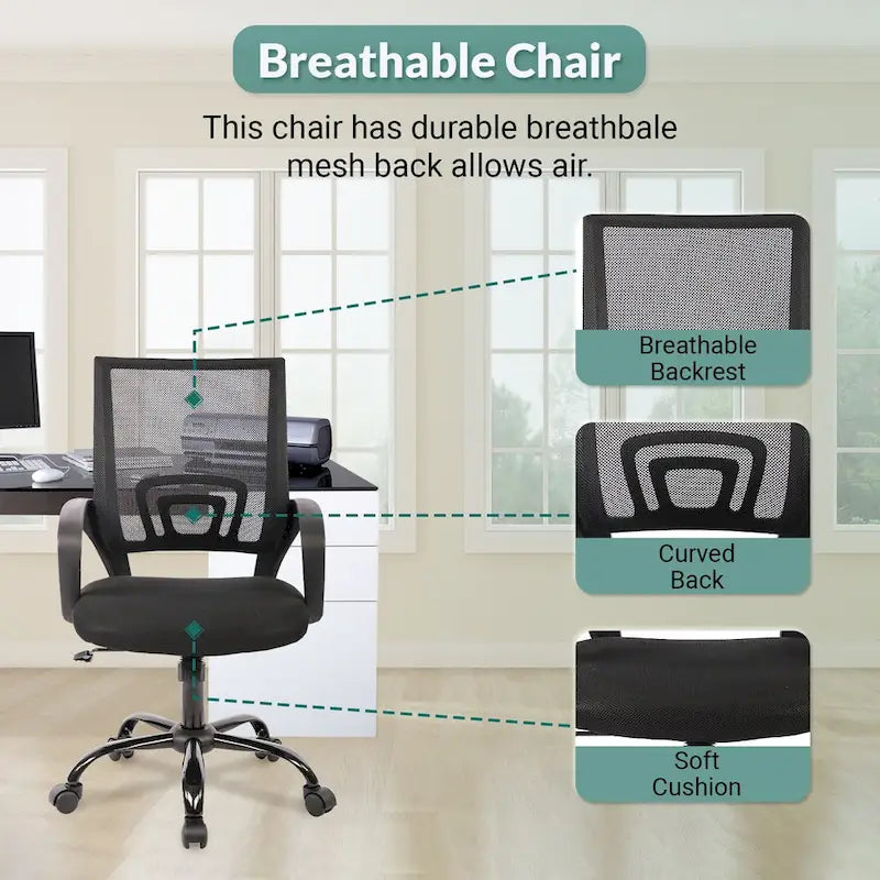 Ergonomic Mesh Back Swivel Office Chair with Adjustable Height and Rocking Function