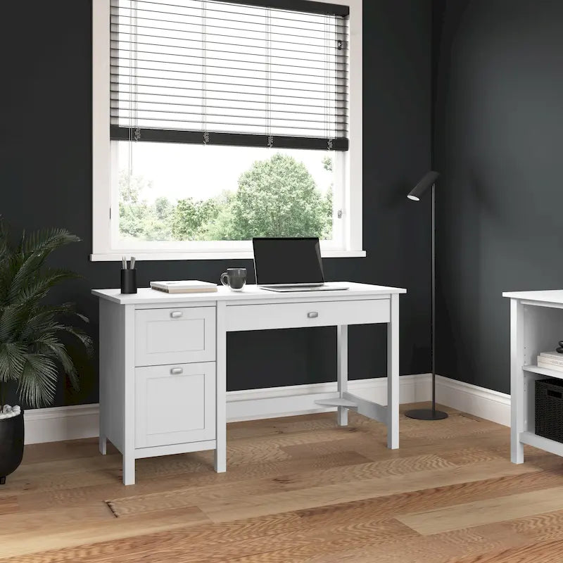 54-Inch Computer Desk with File Drawer, Keyboard Tray, and Box Drawer