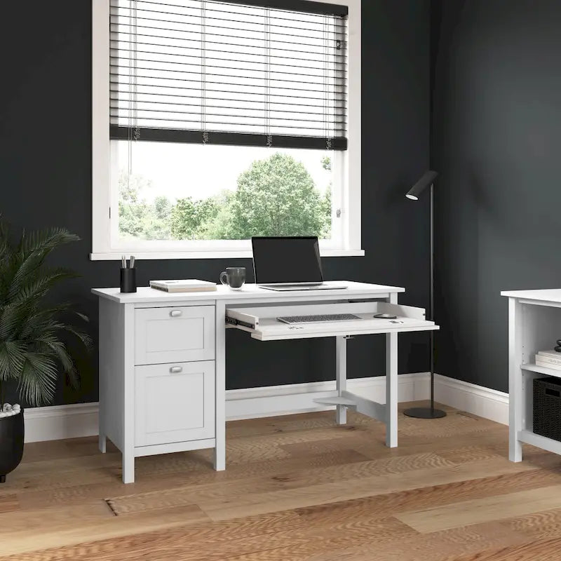 54-Inch Computer Desk with File Drawer, Keyboard Tray, and Box Drawer