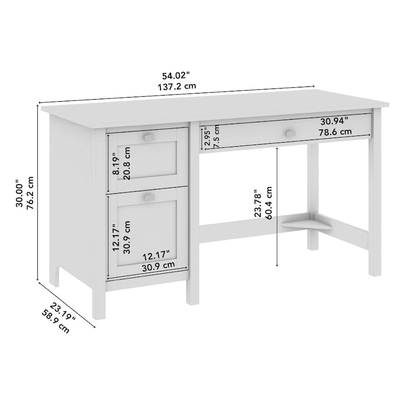 54-Inch Computer Desk with File Drawer, Keyboard Tray, and Box Drawer