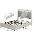 Queen Bed Frame with 4 Storage Drawers, Wingback Headboard and USB Ports