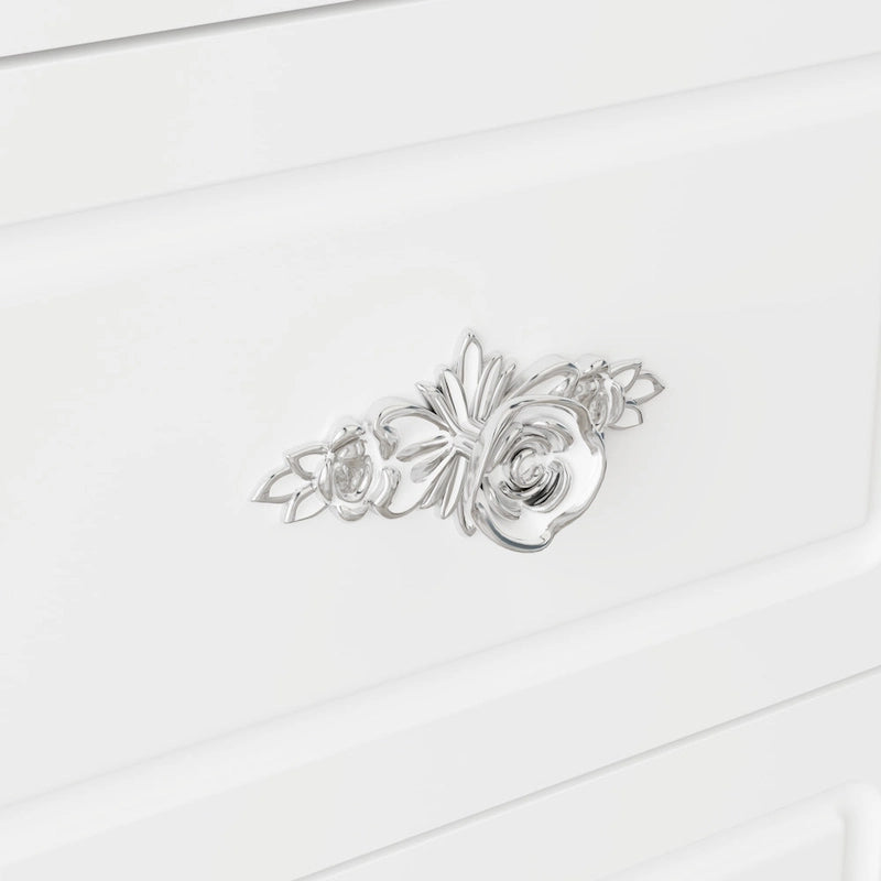 White Makeup Vanity Table with Tri-Fold Lighted Mirror and Storage Drawers