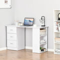 47-Inch White Computer Desk with 3 Drawers and 3 Open Shelves