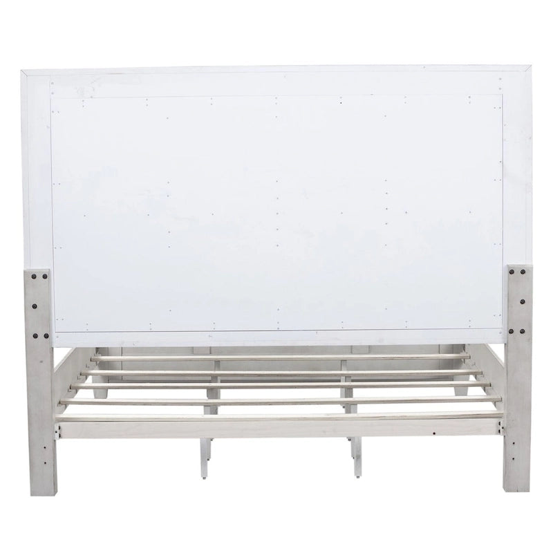 King Size Antique White Decorative Panel Headboard with Ceiling Tile Detail