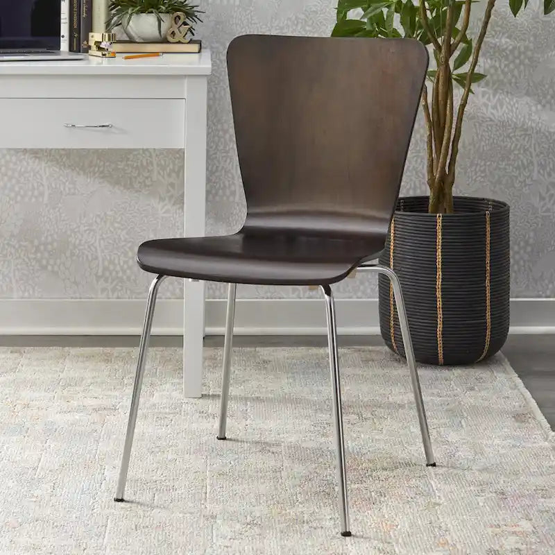 Retro Hourglass Bentwood Chair with Chrome Metal Legs