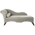 Mid-Century Upholstered Chaise Lounge with Curved Legs and Plush Pillow