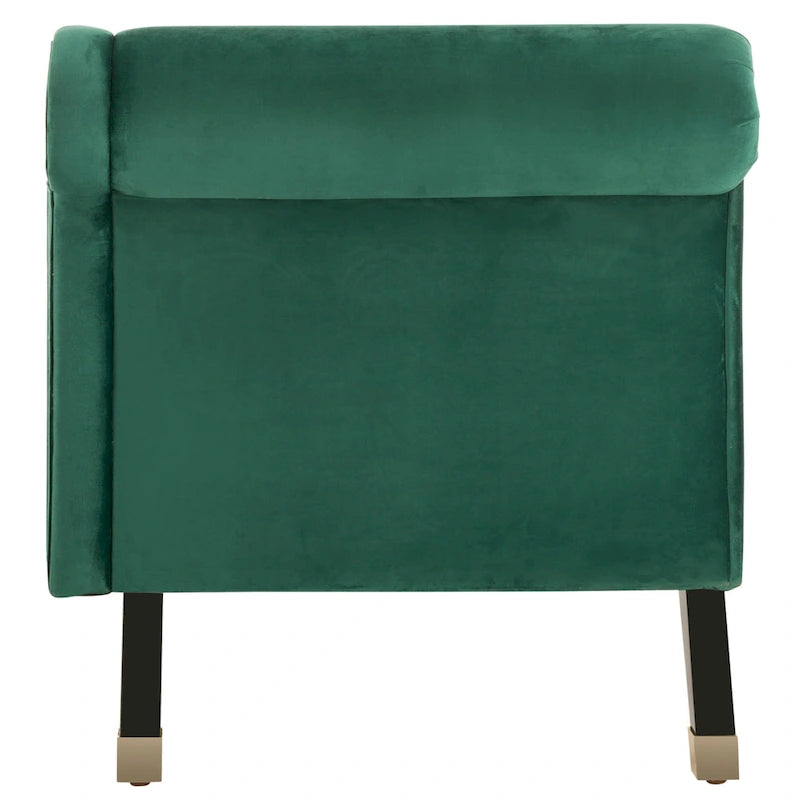 Mid-Century Upholstered Chaise Lounge with Curved Legs and Plush Pillow