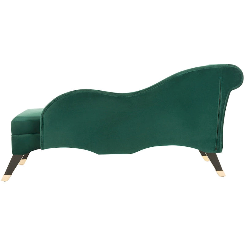 Mid-Century Upholstered Chaise Lounge with Curved Legs and Plush Pillow