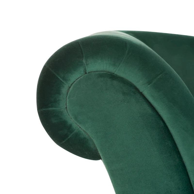 Mid-Century Upholstered Chaise Lounge with Curved Legs and Plush Pillow