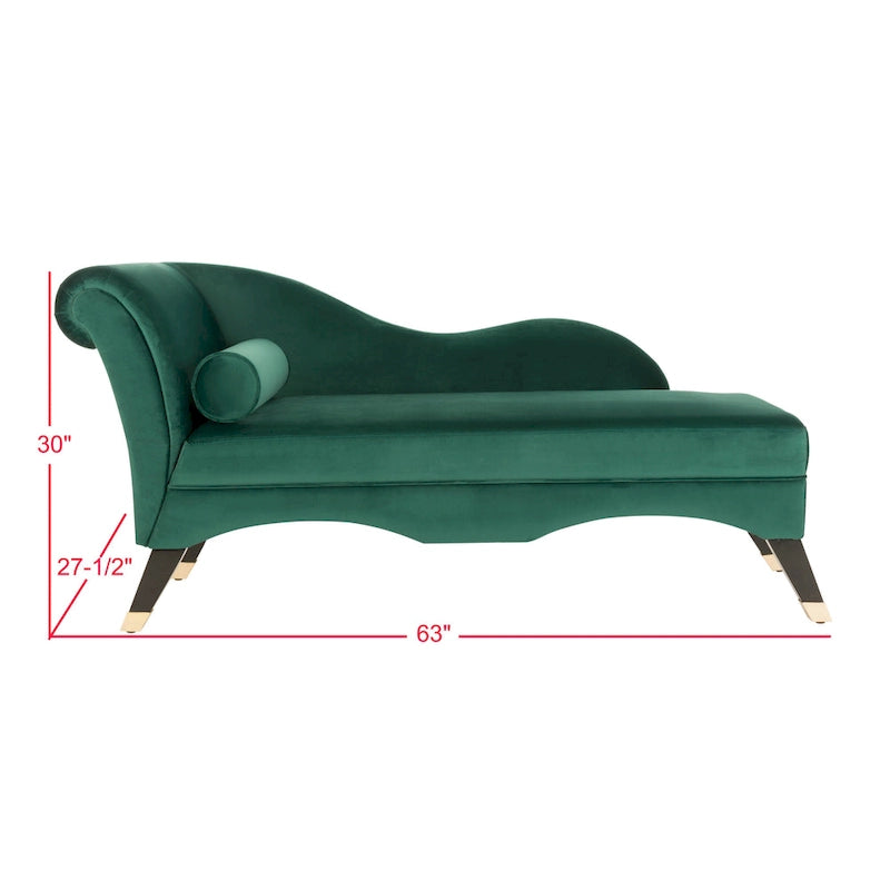 Mid-Century Upholstered Chaise Lounge with Curved Legs and Plush Pillow