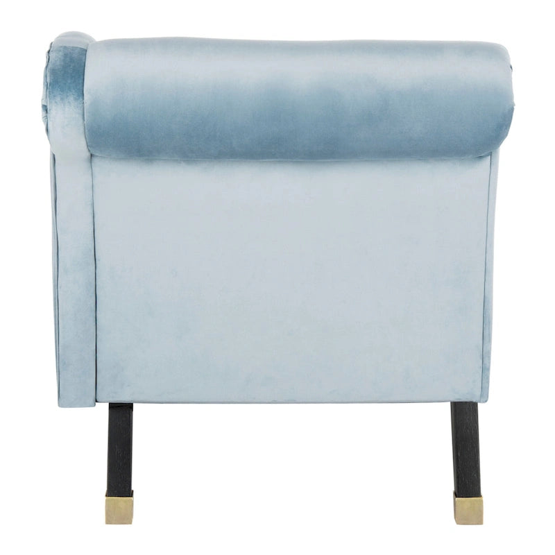 Mid-Century Upholstered Chaise Lounge with Curved Legs and Plush Pillow
