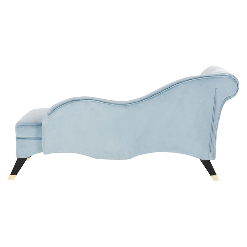 Mid-Century Upholstered Chaise Lounge with Curved Legs and Plush Pillow