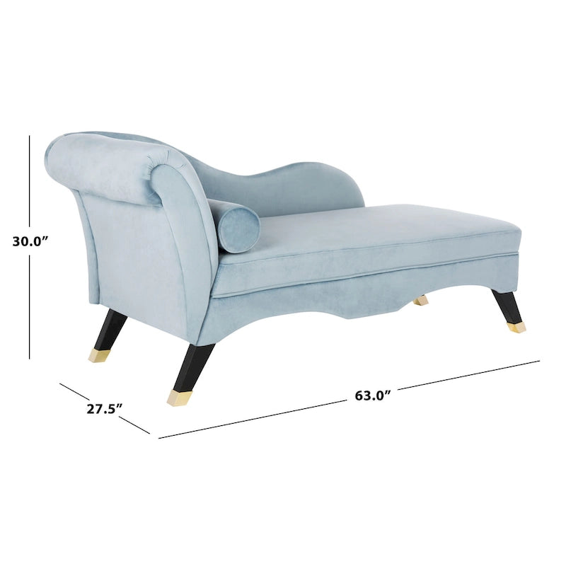 Mid-Century Upholstered Chaise Lounge with Curved Legs and Plush Pillow