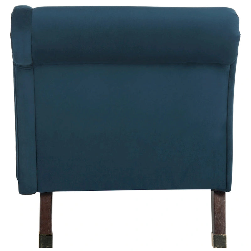 Mid-Century Upholstered Chaise Lounge with Curved Legs and Plush Pillow