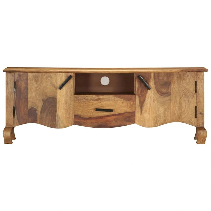 Solid Wood TV Stand with 2 Doors, 1 Drawer and Open Compartment, 45-Inch