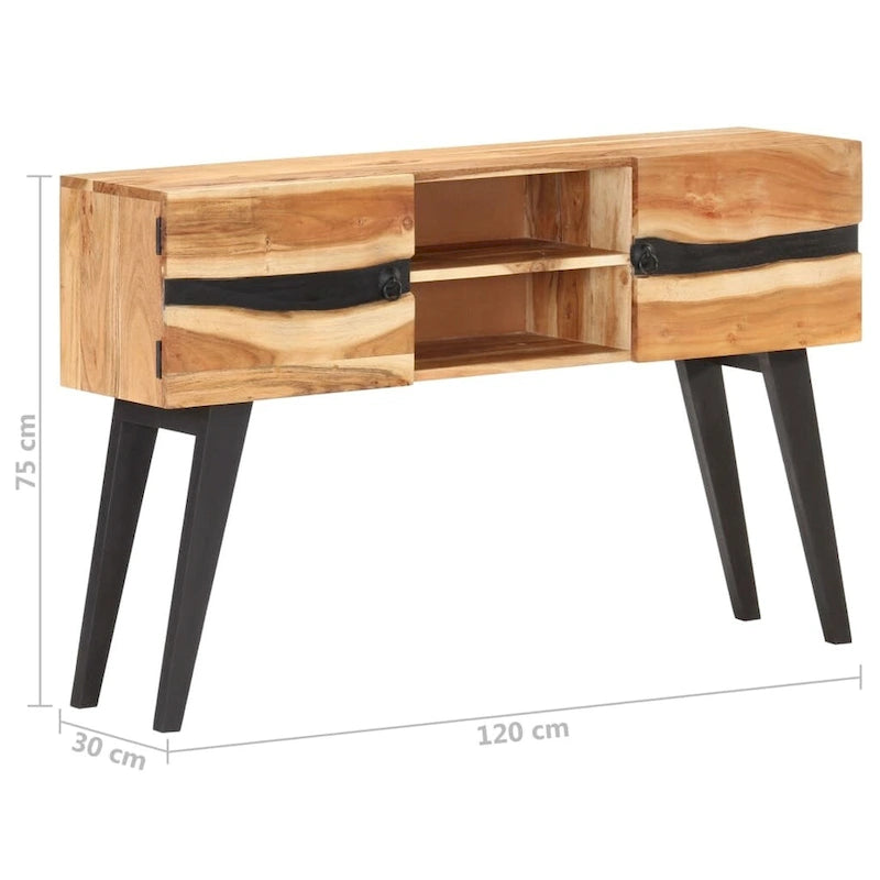Solid Acacia Wood Sideboard with 2 Doors and 2 Compartments, 47-Inch