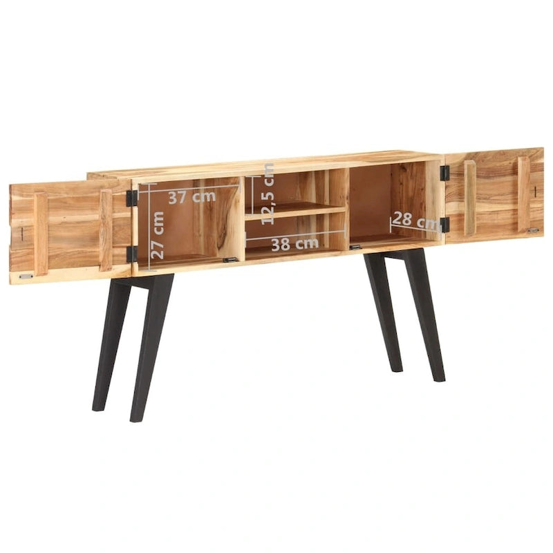 Solid Acacia Wood Sideboard with 2 Doors and 2 Compartments, 47-Inch