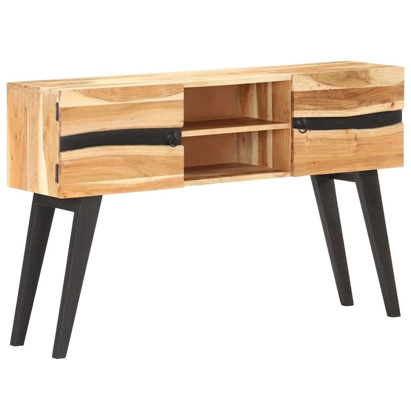 Solid Acacia Wood Sideboard with 2 Doors and 2 Compartments, 47-Inch