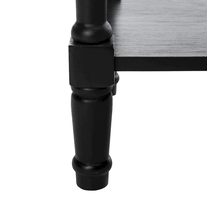 Distressed Black Console Table with Rattan Drawers and Lower Shelf, 44x13x32 Inch