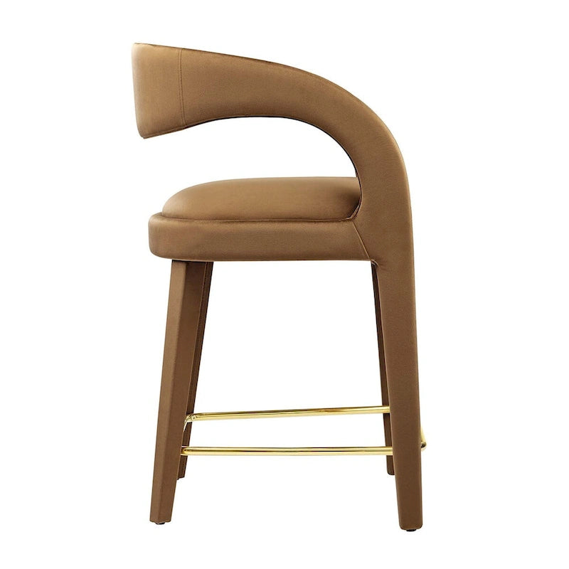 Velvet Counter Stools with Dense Foam Padding, Set of 2