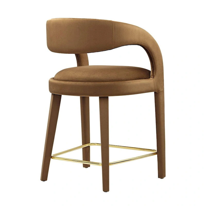 Velvet Counter Stools with Dense Foam Padding, Set of 2