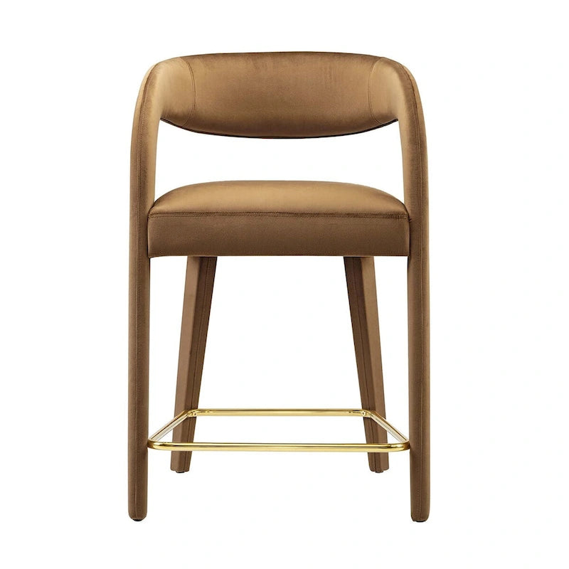 Velvet Counter Stools with Dense Foam Padding, Set of 2