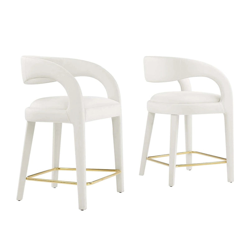 Velvet Counter Stools with Dense Foam Padding, Set of 2