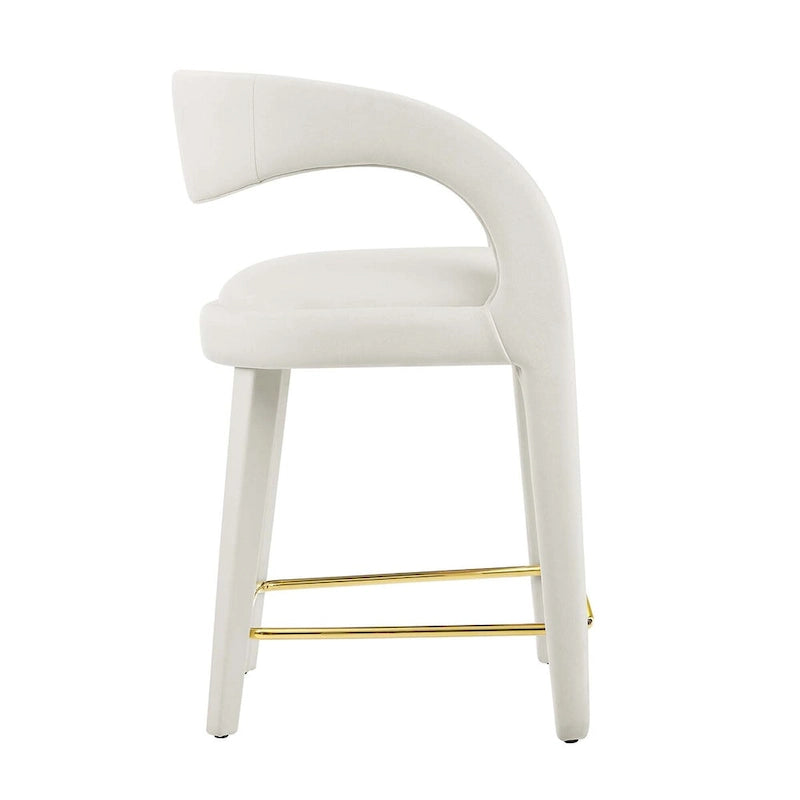 Velvet Counter Stools with Dense Foam Padding, Set of 2