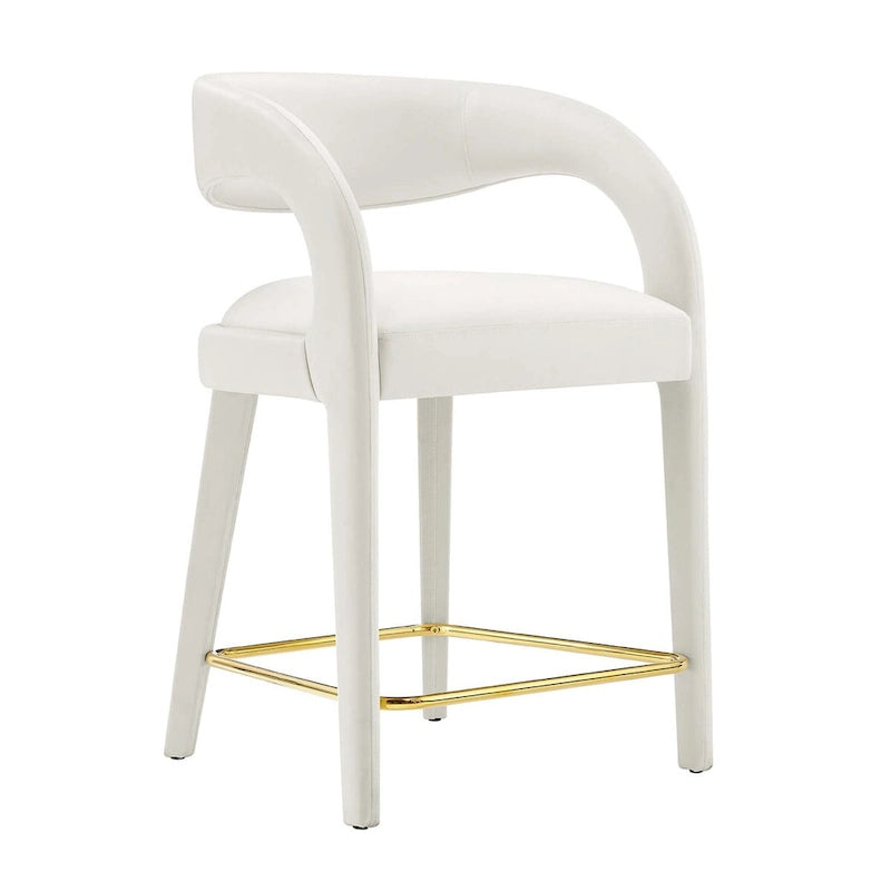 Velvet Counter Stools with Dense Foam Padding, Set of 2
