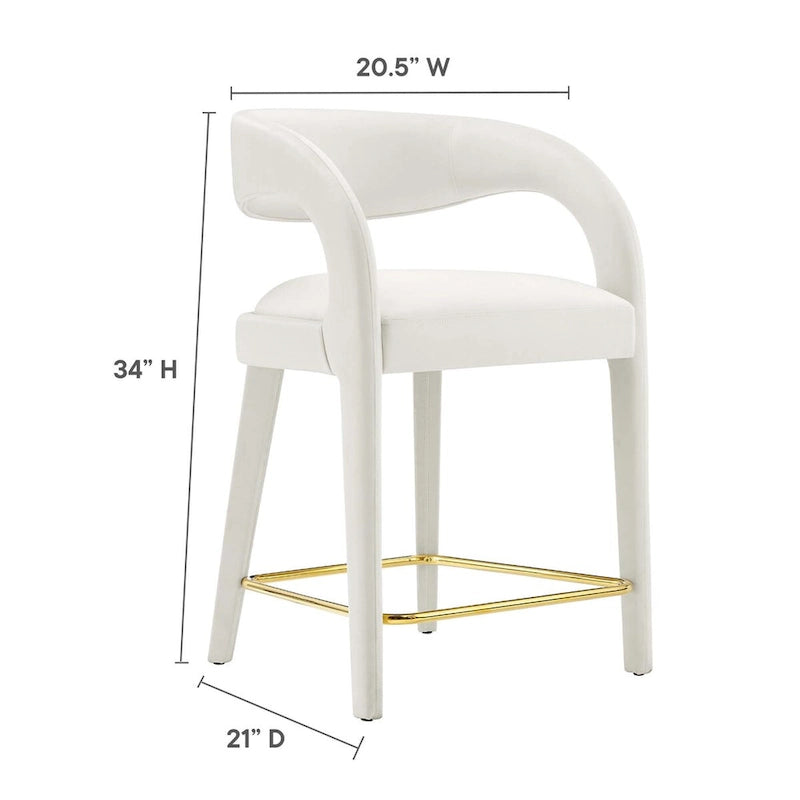 Velvet Counter Stools with Dense Foam Padding, Set of 2