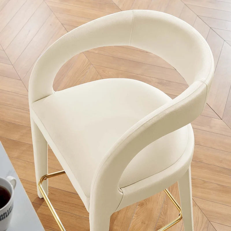 Velvet Counter Stools with Dense Foam Padding, Set of 2