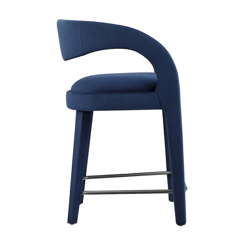 Velvet Counter Stools with Dense Foam Padding, Set of 2