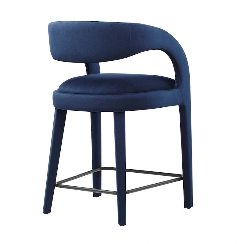 Velvet Counter Stools with Dense Foam Padding, Set of 2