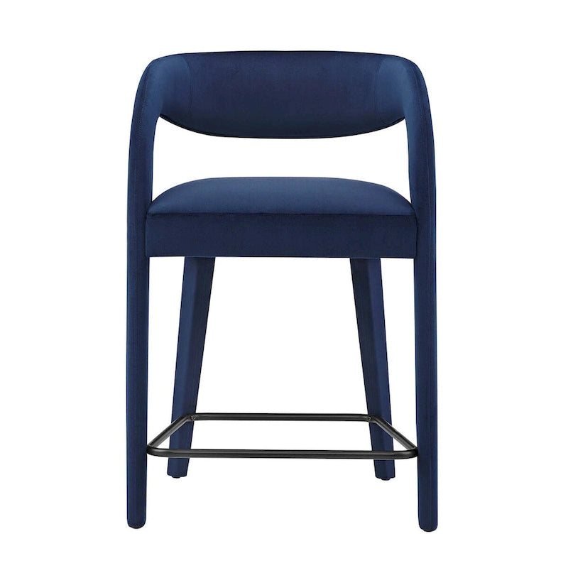 Velvet Counter Stools with Dense Foam Padding, Set of 2