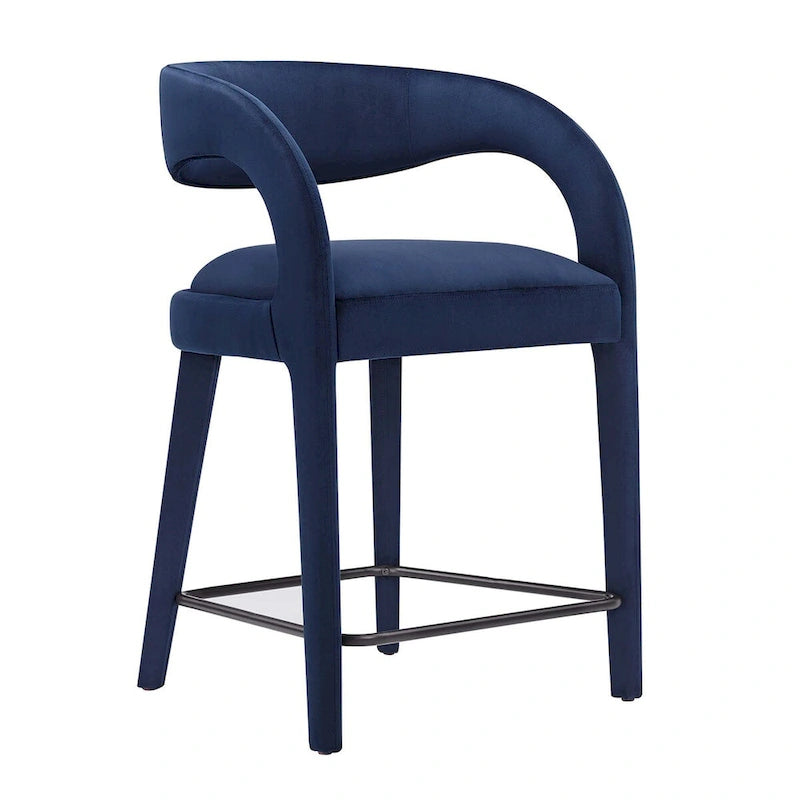 Velvet Counter Stools with Dense Foam Padding, Set of 2