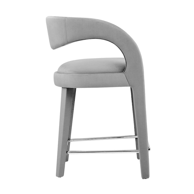 Velvet Counter Stools with Dense Foam Padding, Set of 2