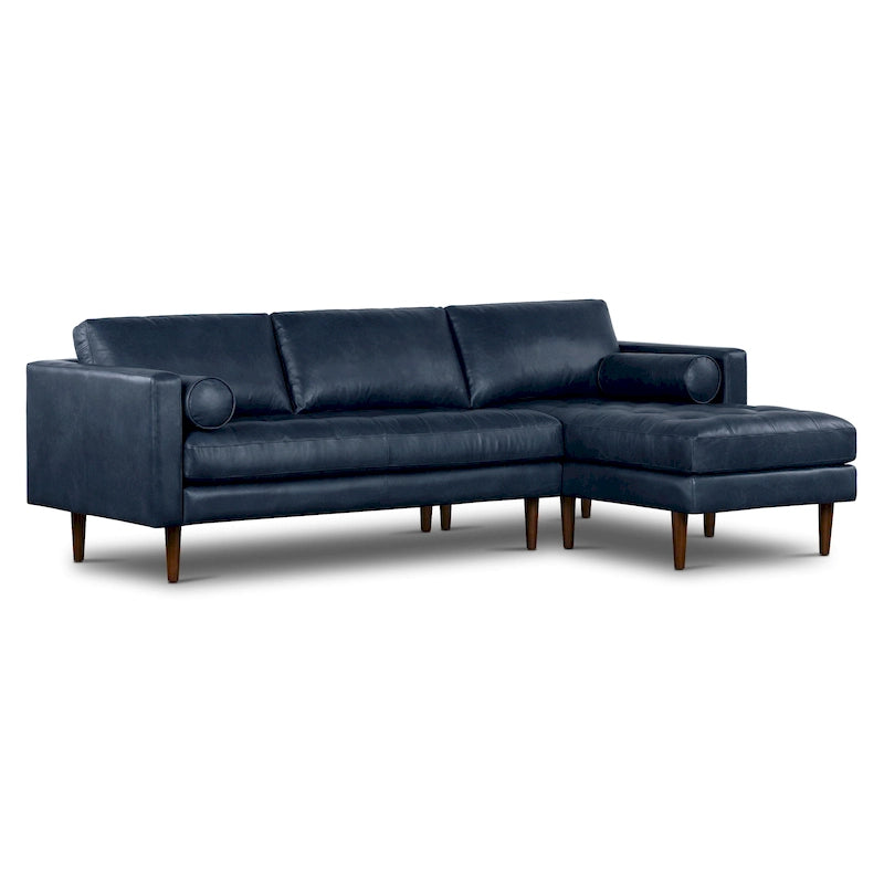104-Inch Right-Facing Sectional Sofa in Full-Grain Italian Leather with Chaise