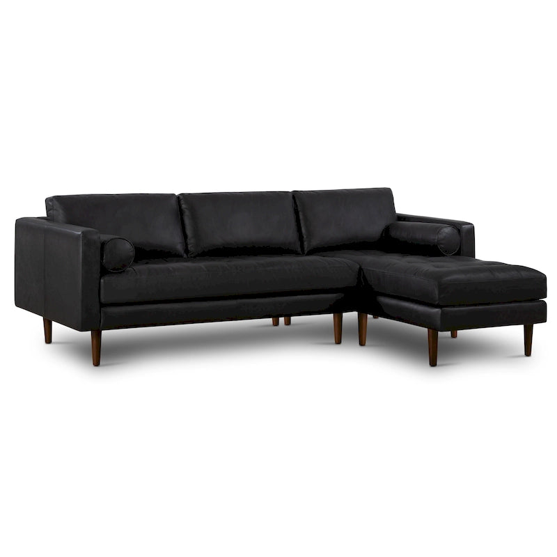 104-Inch Right-Facing Sectional Sofa in Full-Grain Italian Leather with Chaise