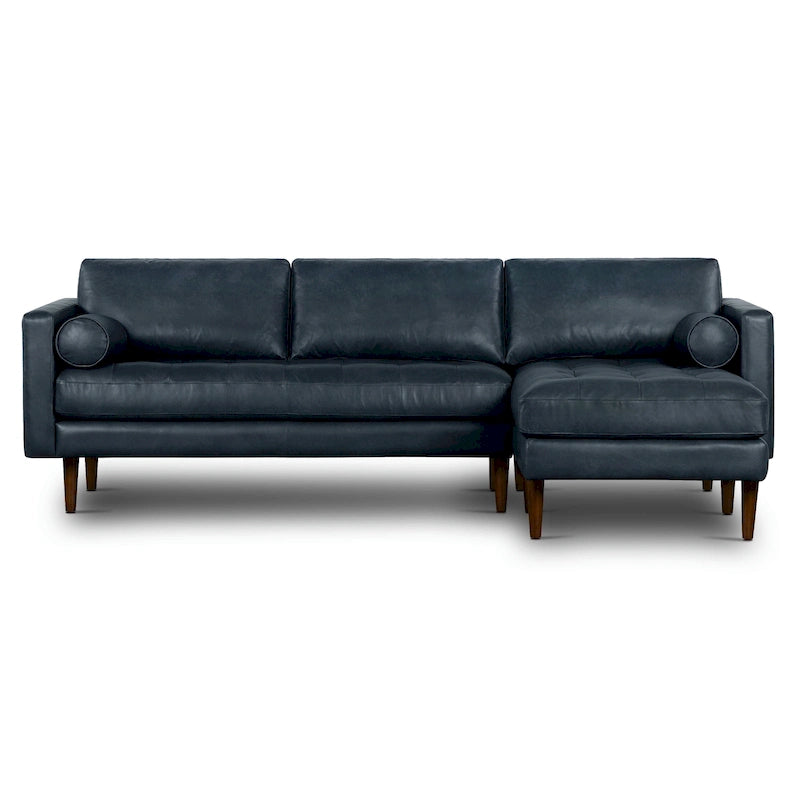 104-Inch Right-Facing Sectional Sofa in Full-Grain Italian Leather with Chaise