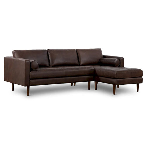 104-Inch Right-Facing Sectional Sofa in Full-Grain Italian Leather with Chaise